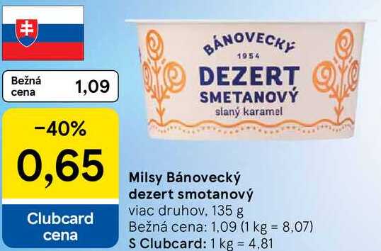 Milsy Bánovecký dezert smotanový, 135 g