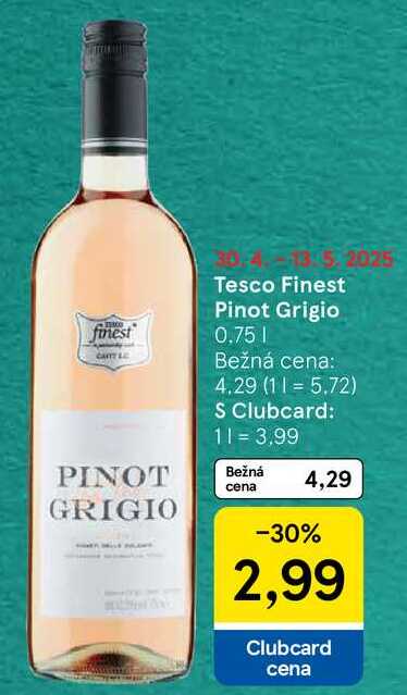 Tesco Finest Pinot Grigio, 0,75 l