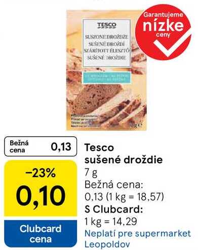 Tesco sušené droždie, 7 g