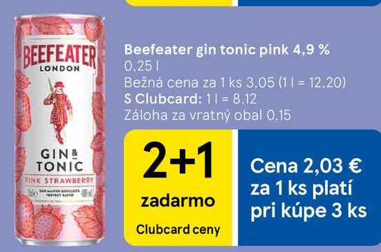 Beefeater gin tonic pink 4,9%, 0,25 l