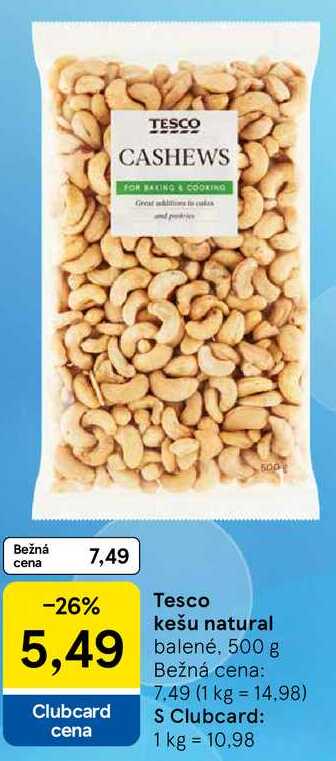 Tesco kešu natural, 500 g