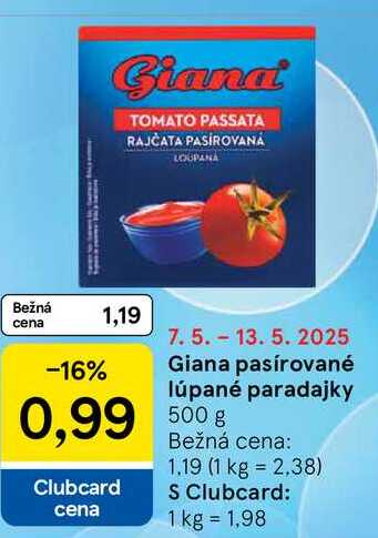 Giana pasírované lúpané paradajky, 500 g