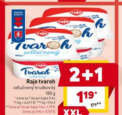Rajo tvaroh odtučnený hrudkovitý 180g