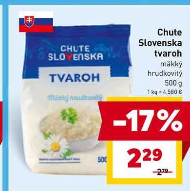 Chute Slovenska tvaroh mäkký hrudkovitý 500 g 