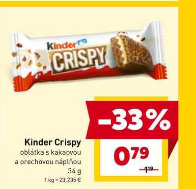 Kinder Crispy oblátka s kakaovou a orechovou náplňou 34 g 