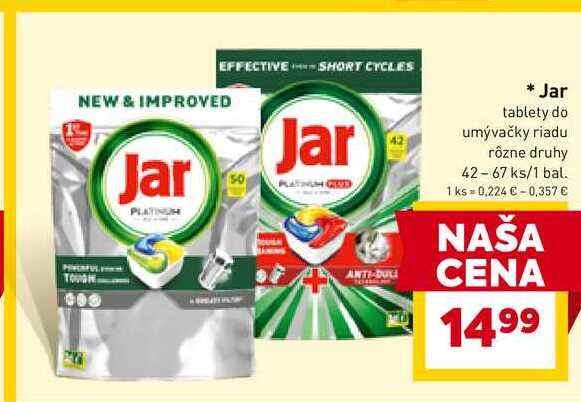 Jar tablety do umývačky riadu rôzne druhy 42-67 ks/1 bal. 