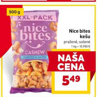 Nice bites kešu pražené, solené 500g