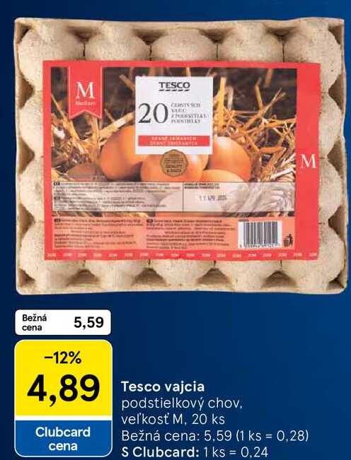 Tesco vajcia, 20 ks