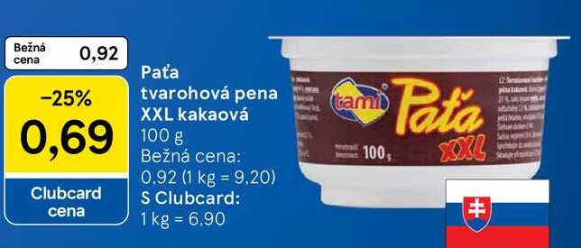 Paťa tvarohová pena XXL kakaová, 100 g