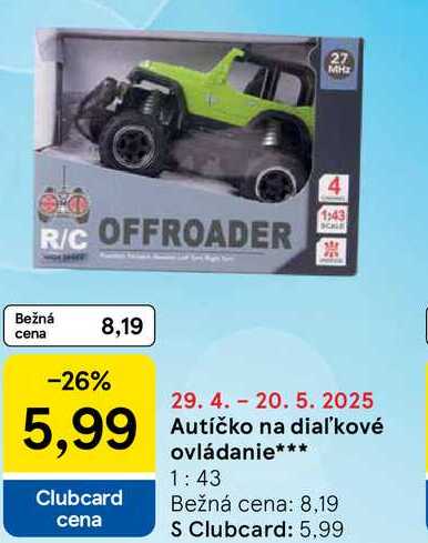 Autíčko na diaľkové ovládanie