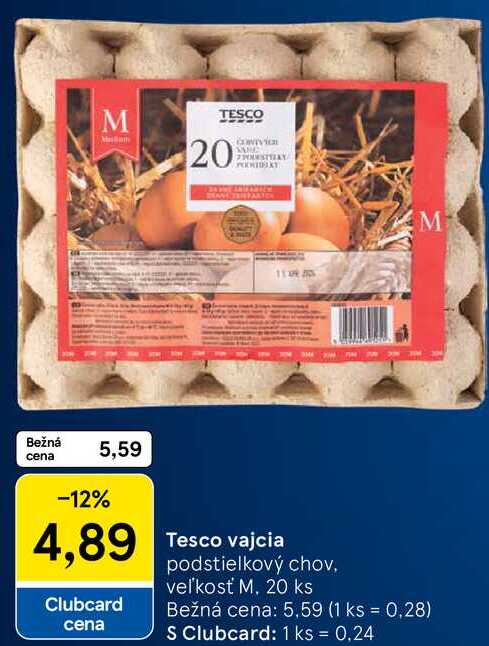 Tesco vajcia, 20 ks