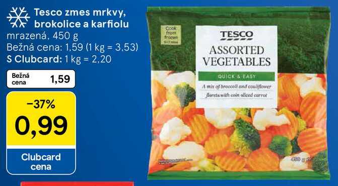 Tesco zmes mrkvy, brokolice a karfiolu, 450 g 