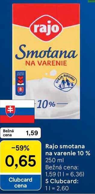 Rajo smotana na varenie 10%, 250 ml 