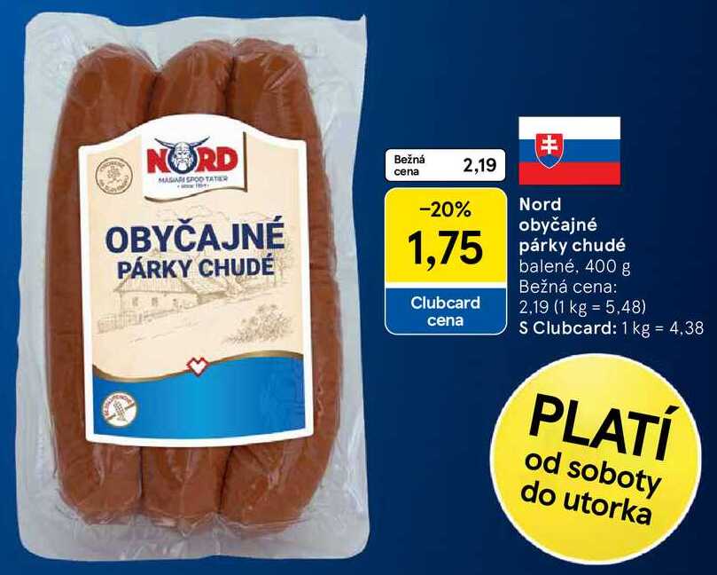 Nord obyčajné párky chudé, 400 g