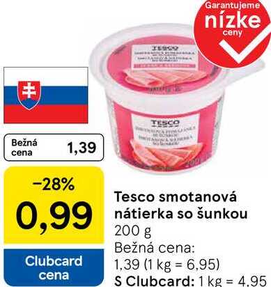 Tesco smotanová nátierka so šunkou, 200 g 