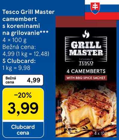 Tesco Grill Master camembert s koreninami na grilovanie, 4x 100 g 