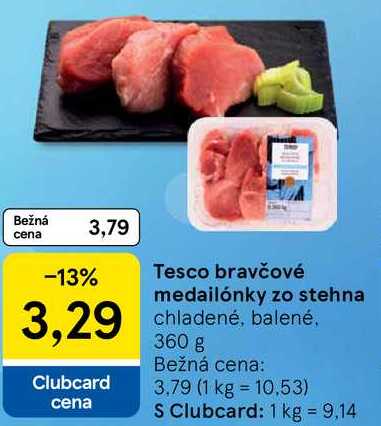 Tesco bravčové medailónky zo stehna, 360 g