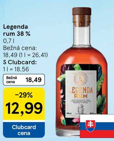 Legenda rum 38 %, 0,7 l