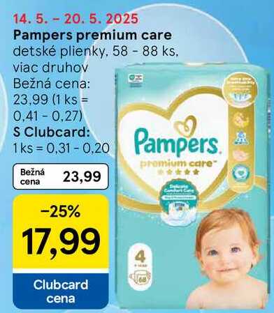 Pampers premium care, 58 - 88 ks