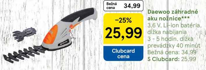 Daewoo záhradné aku nožnice