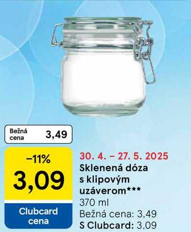 Sklenená dóza s klipovým uzáverom, 370 ml