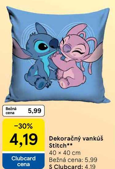 Dekoračný vankúš Stitch