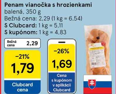 Penam vianočka s hrozienkami, 350 g 
