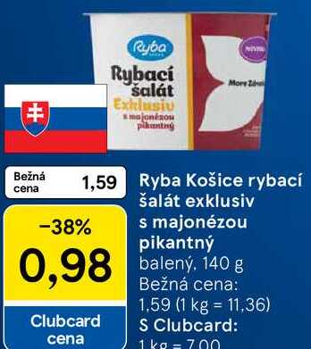 Ryba Košice rybací šalát exklusiv s majonézou pikantný, 140 g