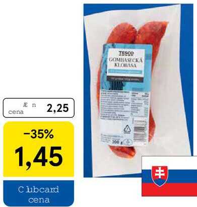 Tesco gombasecká klobása, 200 g  
