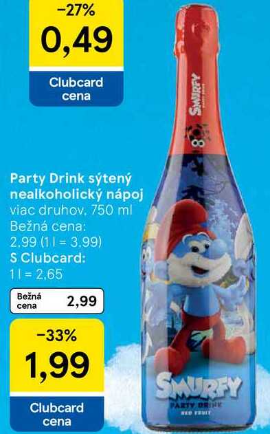 Party Drink sýtený nealkoholický nápoj, 750 ml