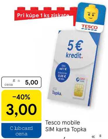 Tesco mobile SIM karta Topka 