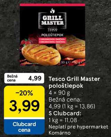 Tesco Grill Master pološtiepok, 4x 90 g 