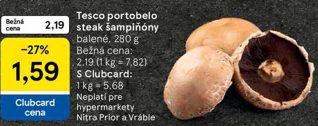 Tesco portobelo steak šampiňóny, 280 g