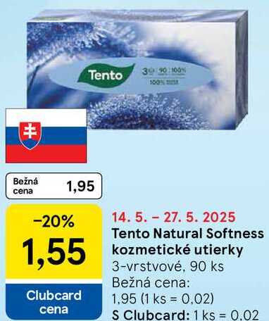 Tento Natural Softness kozmetické utierky, 90 ks 