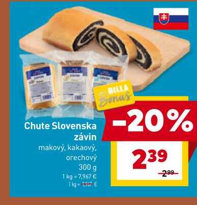 Chute Slovenska závin makový, kakaový, orechový 300 g 