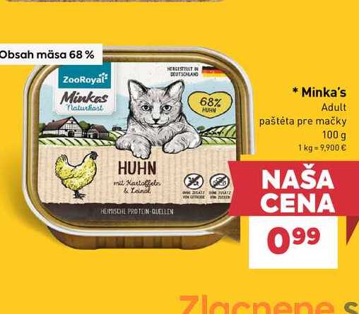 Minka's Adult pašteta pre mačky 100 g