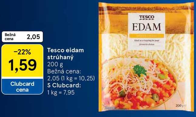 Tesco eidam strúhaný, 200 g