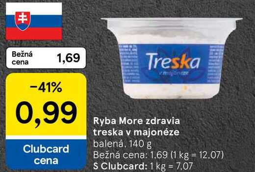 Ryba More zdravia treska v majonéze, 140 g