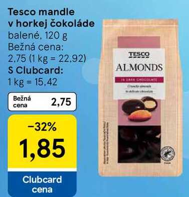Tesco mandle v horkej čokoláde, 120 g 