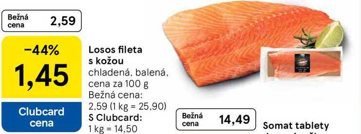 Losos fileta s kožou, cena za 100 g 
