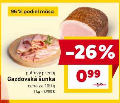 Gazdovská šunka cena za 100 g 