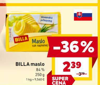 BILLA maslo 84% 250 g 