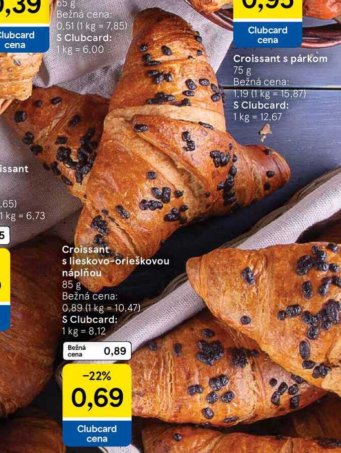 Croissant s lieskovo-orieškovou náplňou, 85 g