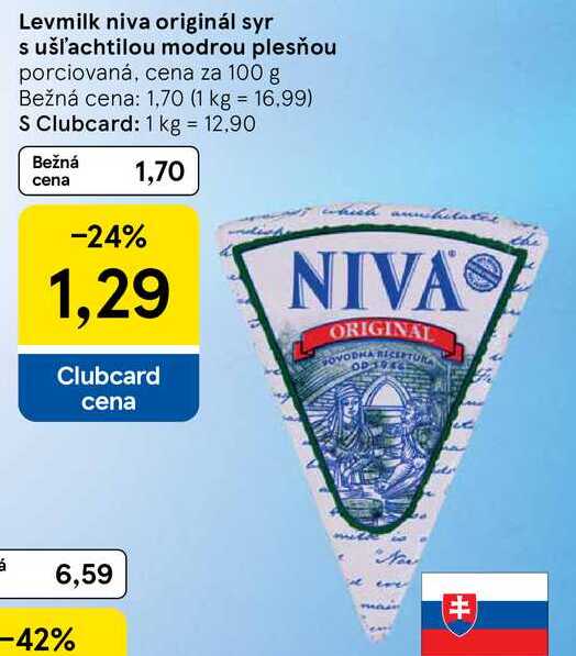 Levmilk niva originál syr s ušľachtilou modrou plesňou, cena za 100 g 