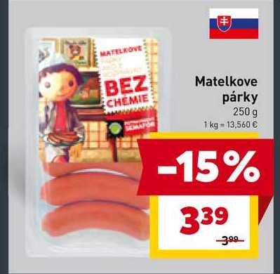 Matelkove párky 250 g 