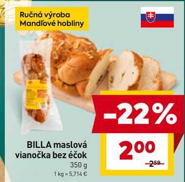 BILLA maslová vianočka bez éčok 350 g 