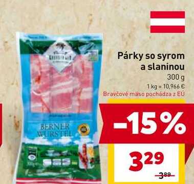 Párky so syrom a slaninou 300 g
