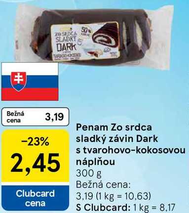 Penam Zo srdca sladký závin Dark s tvarohovo-kokosovou náplňou, 300 g