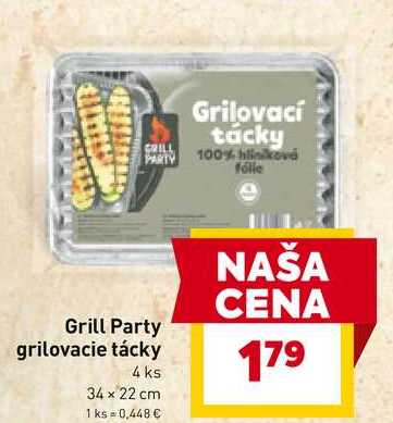 Grill Party grilovacie tácky 4 ks 34 x 22 cm