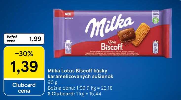 Milka Lotus Biscoff kúsky karamelizovaných sušienok, 90 g